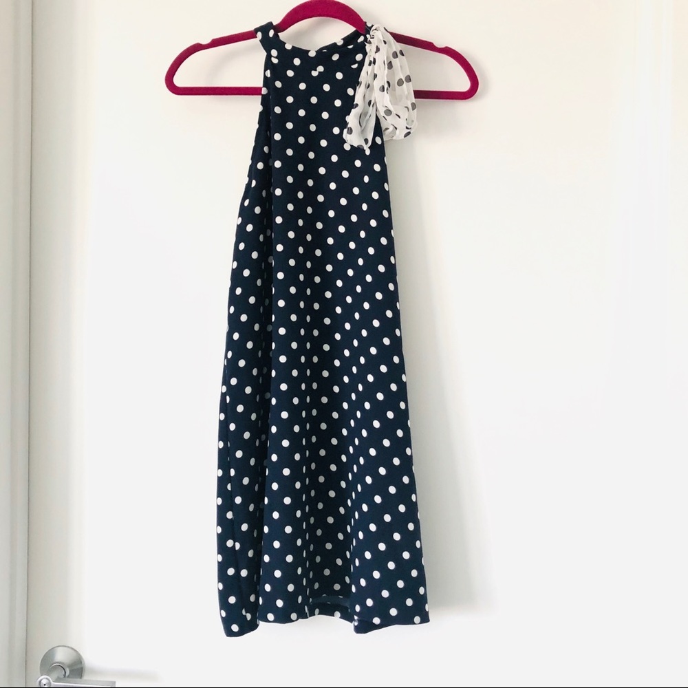 ZARA navy polka-dot dress in size Small